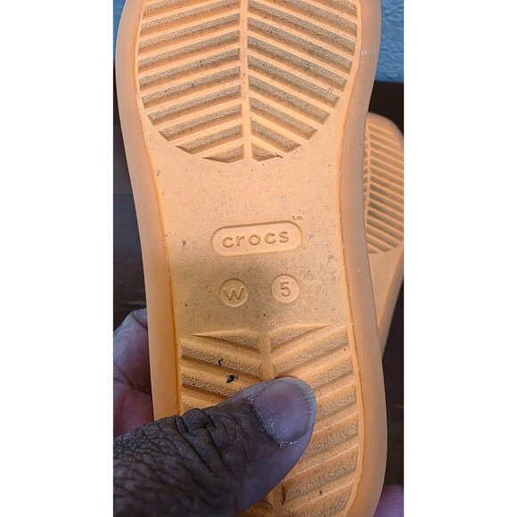 Crocs Women's Miami Frosted Toe Loop Strappy Orange Slide Sandals W5 - Picture 7 of 8